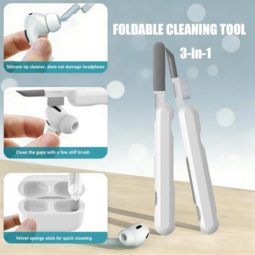 SIXFU 4 Sizes of Ear Tips Compatible with AirPod Pro and AirPods Pro 2 Ear Tips with Portable Storage Box & AirPod Cleaning Kit, Noise Reduction Hole & Dense Dust Guard Screen(XS/S/M/L)-White