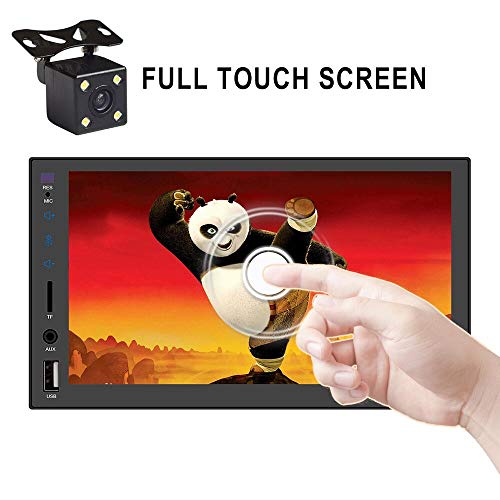 Car stereo with bluetooth 7inch Touch Screen Double Din AM-FM Radio for car audio player with Wireless remote control Car stereo with backup camera support USB/TF Card AUX In function