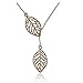 Jane Stone Fashion Pendant Necklace Leaf Y Shaped Statement Jewelry for Women Girls(Fn1454-Gold)