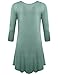 BELAROI Women's Plus Size Dress Fall Casual Swing 3/4 Sleeve T Shirt Loose Tunic Dress (2X, Grayish Green)