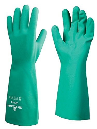 SHOWA 727-09 Nitrile Unlined Chemical Resistant Glove, Large (Pack of 12 Pairs)