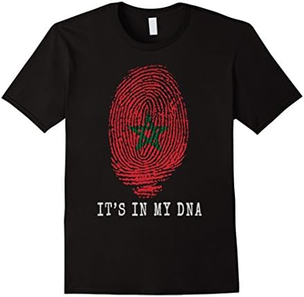 Mens Morocco Flag Fingerprint Design It's In My DNA T-Shirt XL Black