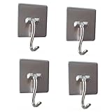 Daixers Stainless Steel Strong Adhesive Hooks With Rotatable Hook Tip,4-Hook(Max Load 4.4 pounds)