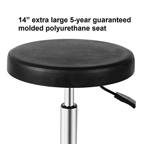 Kaleurrier Heavy Duty Stool with Wheels Hydraulic High Adjustable Height Swivel Rolling Work Drafting Anti-static Stool Chair for Lab Clinic Medical Salon Spa Office Massage Tattoo Shop Studio Home