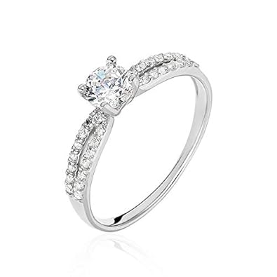 You.Me.We. - Solitär Ring mit eingearbeitetem Silber und Oxid 5 mm - zur Verlobung, zum Hochzeitstag - ringgröße 54