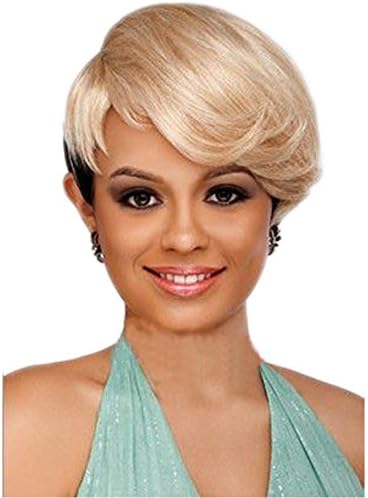Kanuosi Synthetic Short Straight Blonde Cute Pixie Cut Hair Wig Omber to Black Wigsfor Women