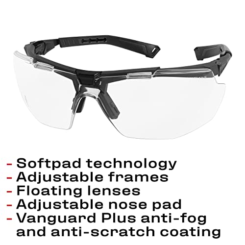 NoCry Safety Glasses with “Floating” Clear Lenses, Premium Anti Fog and