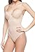 Body Beautiful Shapewear Women's Smooth and Silky Sexy Lace Trims Slimming Bodysuit with Tummy Control and Adjustable Shoulder Straps - Built-in Wire Bra Shaper (Nude, M/36B)