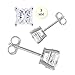 Noureda 14K White Gold Stud Earring Aprx .50 Carat Total Weight, 3mm Each Princess Cut Simulated Diamond Earring. Set on High Quality Prong Setting & Friction Style Post