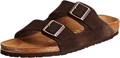 Arizona Mocha Brown Suede 2-Strap Cork Footbed Men's Open-Toe Sandals (43 EU Normal (10-10.5 US Men))