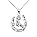 .925 Sterling Silver Lucky Horseshoe with Cowboy Boot Charm Pendant Necklace with Rolo Chain - 20