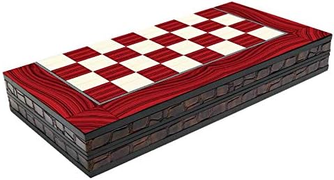 Chessgammon BACKGAMMON CHECKERS DRAUGHTS SET LARGE WOODEN FOLDABLE STORAGE TRAVEL HOLIDAY ADULT KIDS FAMILY TRADITIONAL BOARD GAME ROSE WOOD DESIGN WITH DOUBLING DICES