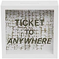 Foreside Home and Garden Ticket to Anywhere Wooden Piggy Bank, White, Blue