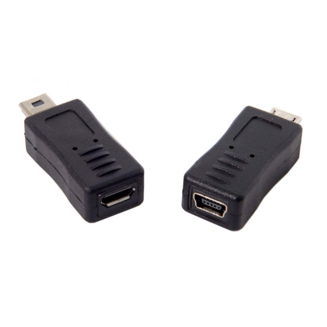 chenyang 2pcs Mini USB Male to Micro USB 5pin Female & Mini Female to Micro Male Extension Adapter Black Color