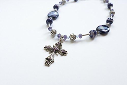 KAZURI NECKLACE & EARRING SET - shades of purple with violet cross