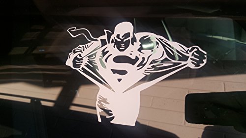 Clark Transforms Into Superman Large Glossy White Car, Truck, Auto, Cubicle, Tablet, Locker Decal Sticker