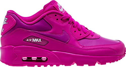 Nike 833376-603: Big Kids Air Max 90 Laser Fuchsia/White Leather Sneakers (6 M US Big Kid)