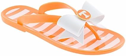 LillyBee University Officially Licensed University of Tennessee Volunteers Women's Jelly Flip Flop,Orange/White, 8M