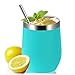 ZONEGRACE 4 pack 12 oz Stainless Steel Stemless Wine Glass Tumbler,Double Wall Vacuum Insulated (Teal & Magenta 4 pack) Wine Tumbler with Lids for Coffee, Wine, Cocktails, Including 4 Straws