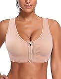 Kimikal Women Post-Surgery Wire Free Sports Bra (M(34A,34B,34C), Beige 2)