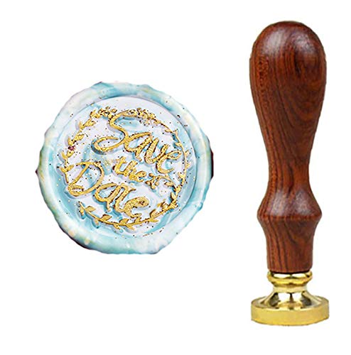 YGHM Save The Date Script Wax Seal Stamp Elegangt Natural Rosewood Handle Sealing Wax Stamp Kit Gift Wine Package Wedding Invitations Card Envelope Letters Seal Stamp