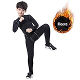 Tesuwel 2/3/4/5 Pcs Boys Girls Athletic Compression Pants and Shirts Base Layer Thermal Underwear Set Running Tights Leggings