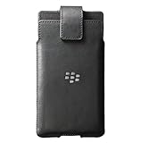 Blackberry KEYone Smooth Leather OEM Holster Magnetic Top Swivel Clip Carrying Case (Smooth Black)
