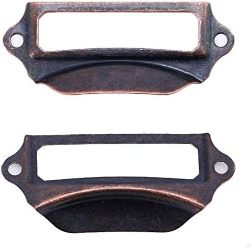 Namvo Pack of 20 Label Holder Pull Handles, Vintage Iron Label Frame Drawer Knobs for Cabinet Cupboard with Screws Bronze Tone 90x40mm - Image 4