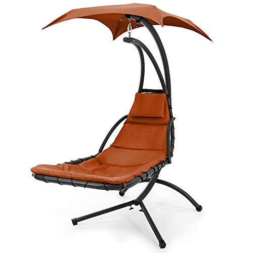 Palm kloset Hanging Chaise Lounger Chair Arc Stand Air Porch Swing Hammock Canopy (Orange)