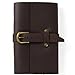 Small Classic Leather Journal Notebook Refillable with Strap Buckle Loose Leaf Binder Handmade Lined Craft Paper A6 with Gift Box (Dark brown)