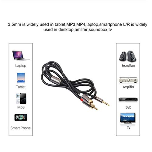 Dalkeyie 3.5 mm to 2 RCA Audio Cable 1m AUX Splitter Stereo Male to Male Adapter Cable