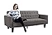 DHP Sienna Sofa Sleeper, Tufted Linen Upholstery with Tapered Wooden Legs, Gray