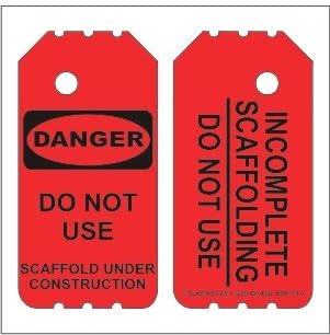 Scaffold Tags- 25 Red 6" Disposable Plastic Tags- "Danger Tags"