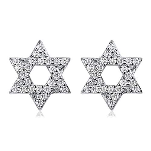 ChicSilverHypoallergenic 925 Sterling Silver Dainty Small Star of David Stud Earrings for WomenRecycled Claim Standard Blended