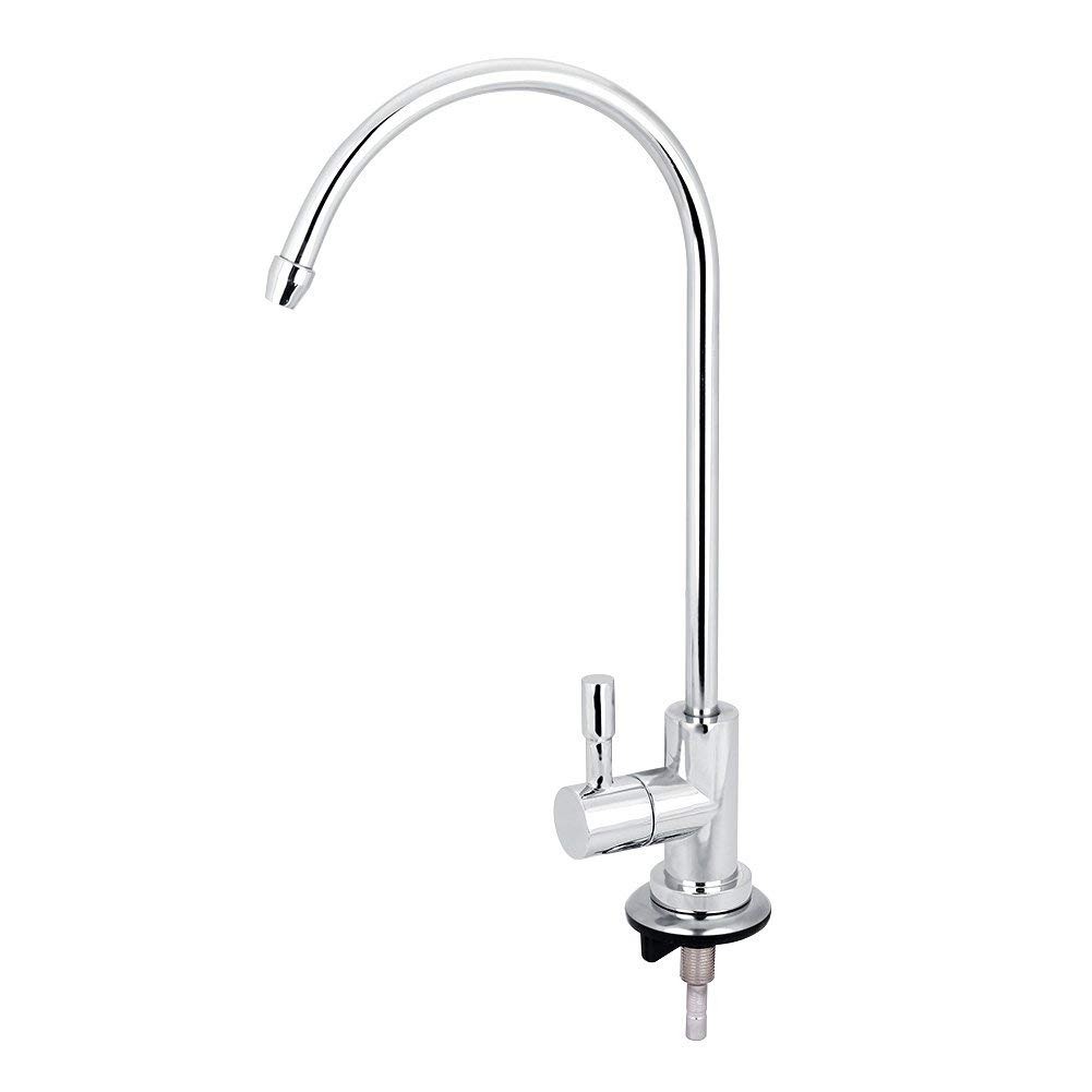 1/4'' Stainless Steel Faucet Chrome Plated Reverse Osmosis Goose Neck Fast Connection Drinking Water Filter Kitchen Tap