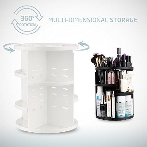 Jerrybox 360 Degree Rotation Makeup Organizer Adjustable Multi-Function Cosmetic Storage Box, Large Capacity, 7 Layers, Fits Toner, Creams, Makeup Brushes, Lipsticks and More, White Home & Kitchen, Bath, Bathroom Accessories, Makeup Organizers