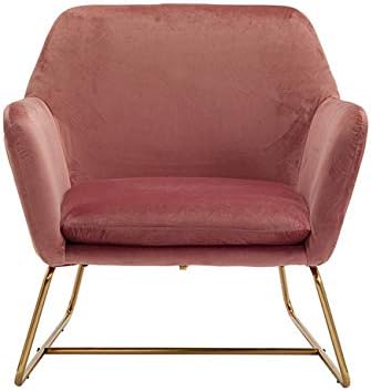 Charles Velvet Accent Chair For Bedroom With Gold Metal Legs Leisure Armchair For Living Room Cafe Vanit Vintage Pink Amazon Co Uk Kitchen Home