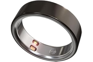 ELENVA Smart Ring Health Tracker 5ATM Waterproof Sport Ring Exclusive Vibration Alerts Titanium Blood Oxygen/Sleep/Emotional Management Women Cycle Prediction Compatible with iOS/Android Night Stealth 10.5