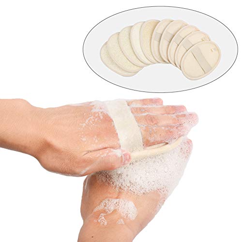 10 Packs Exfoliating Loofah Sponge Pads,Large 4x5.7-100% Natural Luffa and Terry Cloth Materials,Loofa Sponge Scrubber Body Glove Close Skin for Men and Women,Perfect for Bath Spa and Shower (10 pack)