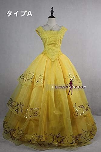 Amazon ディズニー映画 美女と野獣 ベル 風 ドレス 最新版 ネックレス付き 姫 ドレス コスチューム コスプレ衣装 仮装 変装 アニメ Dsn001u オーダーメイド 風 コスプレ 仮装 通販