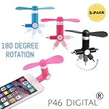 iPhone Fans (Blue Pink Black) - Rotatable Mini Fan by iPhone - 3 Pcs of iPhone Fans - Phone Fan Bundle