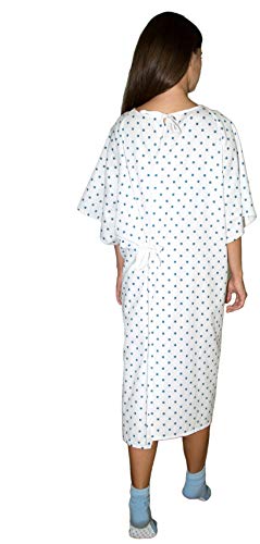 12 Pack - Deluxe Demure Print Hospital Gown/Hospital Patient Gown w/Back Ties