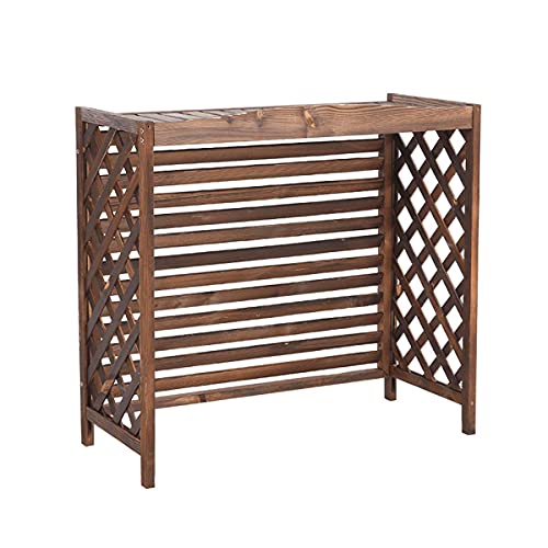 Solid Wood Air Conditioner Flower Stand, Blinds Solid Wood Air Conditioning Cover, Plant Planter Container Accessories, Outdoor Wooden Air Conditioner Frame