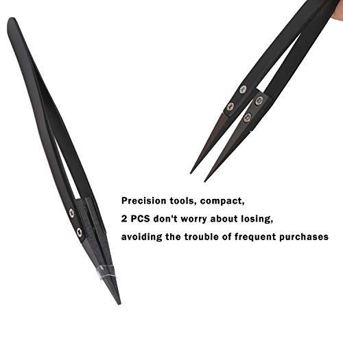 Precision Ceramic Tweezers-2 PACK-Non-Conductive,Antimagneticand Heat Resistant to High Temperatures up to 3000F for Pinching Coils While Firing.