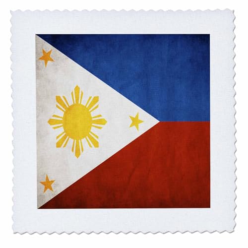 3dRose Philippines Flag - Quilt Square, 14 by 14-Inch (qs_28282_5)
