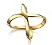VNOX Stainless Steel Criss Cross Ring,Gold Plated