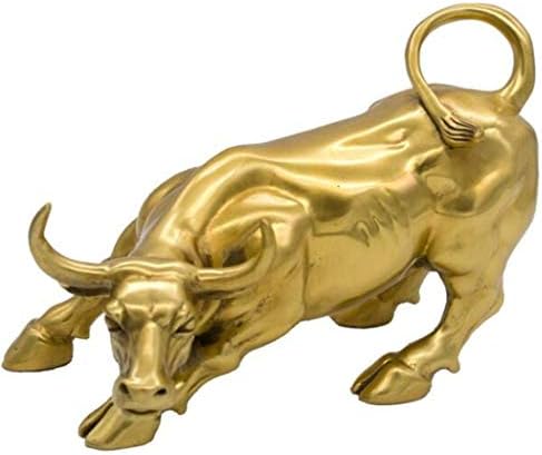 Home Accessories Living Room Decoration Arts & Crafts Decorative Accessories Golden Brass Charging Stock Market Bull Figurine Wall Street Bull Ox Statue Feng Shui Scuplture Home Office Decor