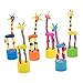 PROLOSO Finger Puppets Wooden Push Up Toys Press Base Thumb Puppets 6 Pcs (Giraffe)