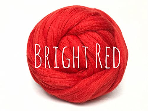 Chunky Wool - Bright Red - for arm Knitting Chunky Blanket Weaving Felting Jumbo Yarn Giant Wool Soft 50g (0.11lb) — image 1