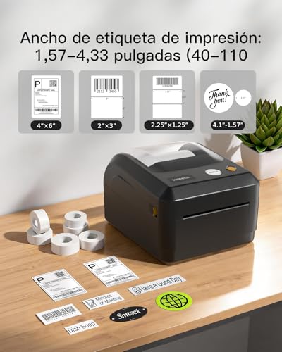 Inateck Wireless Thermal Label Printer with Transparent Paper Compartment (4x6), Compatible with iPhone, Android, iPad, Windows, macOS, Chrome and USPS, Black